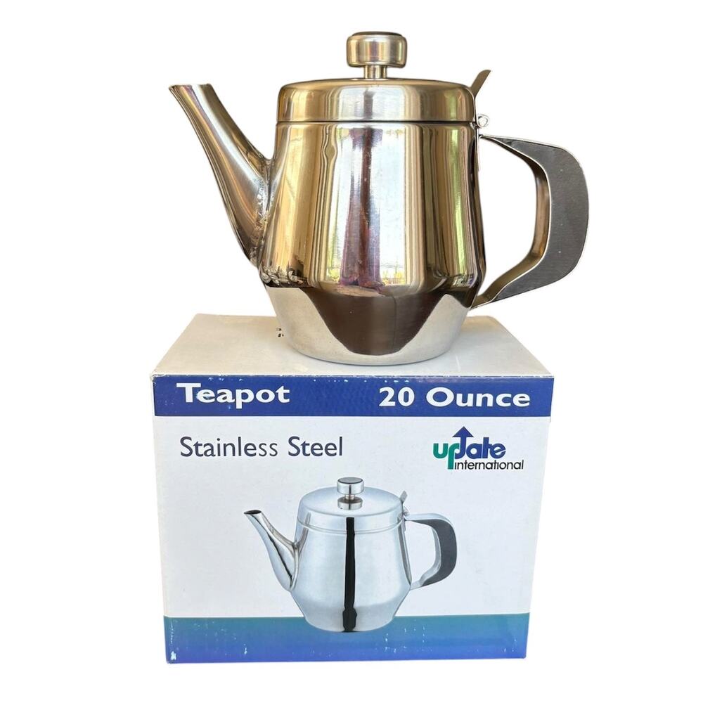 Update International 20oz Stainless Steel Teapot Coffee Pot Server Hinged Lid